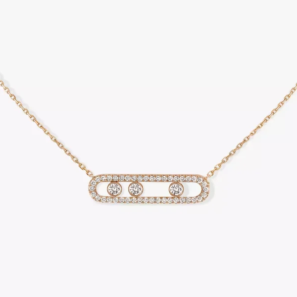 MOVE CLASSIQUE PAVÉ Pink Gold Diamond Necklace