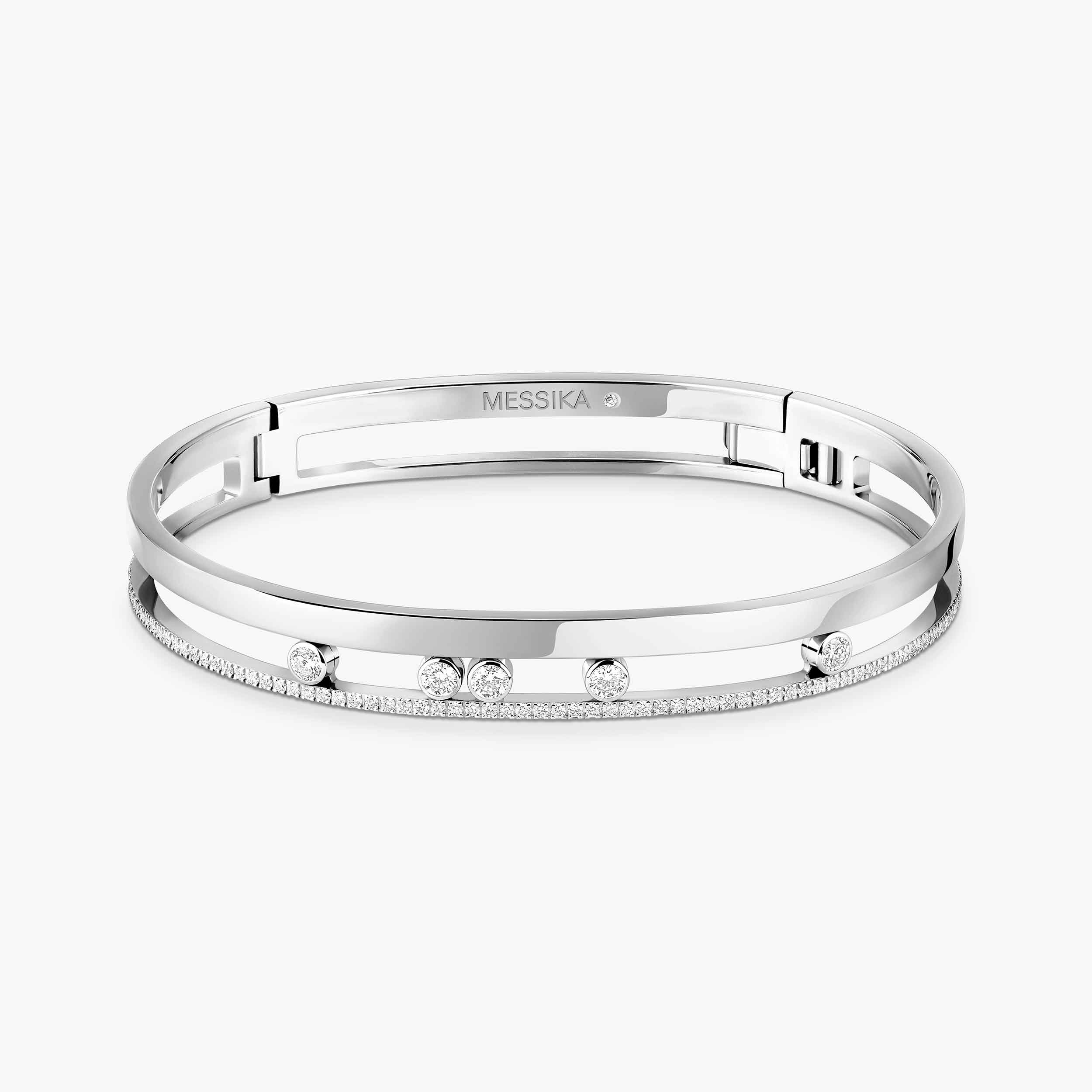 MOVE ROMANE HALF PAVÉ SM White Gold Diamond Bracelet