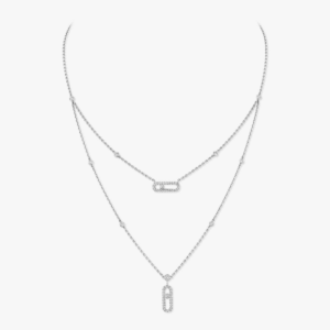 MOVE UNO TWO-ROW PAVÉ White Gold Diamond Necklace