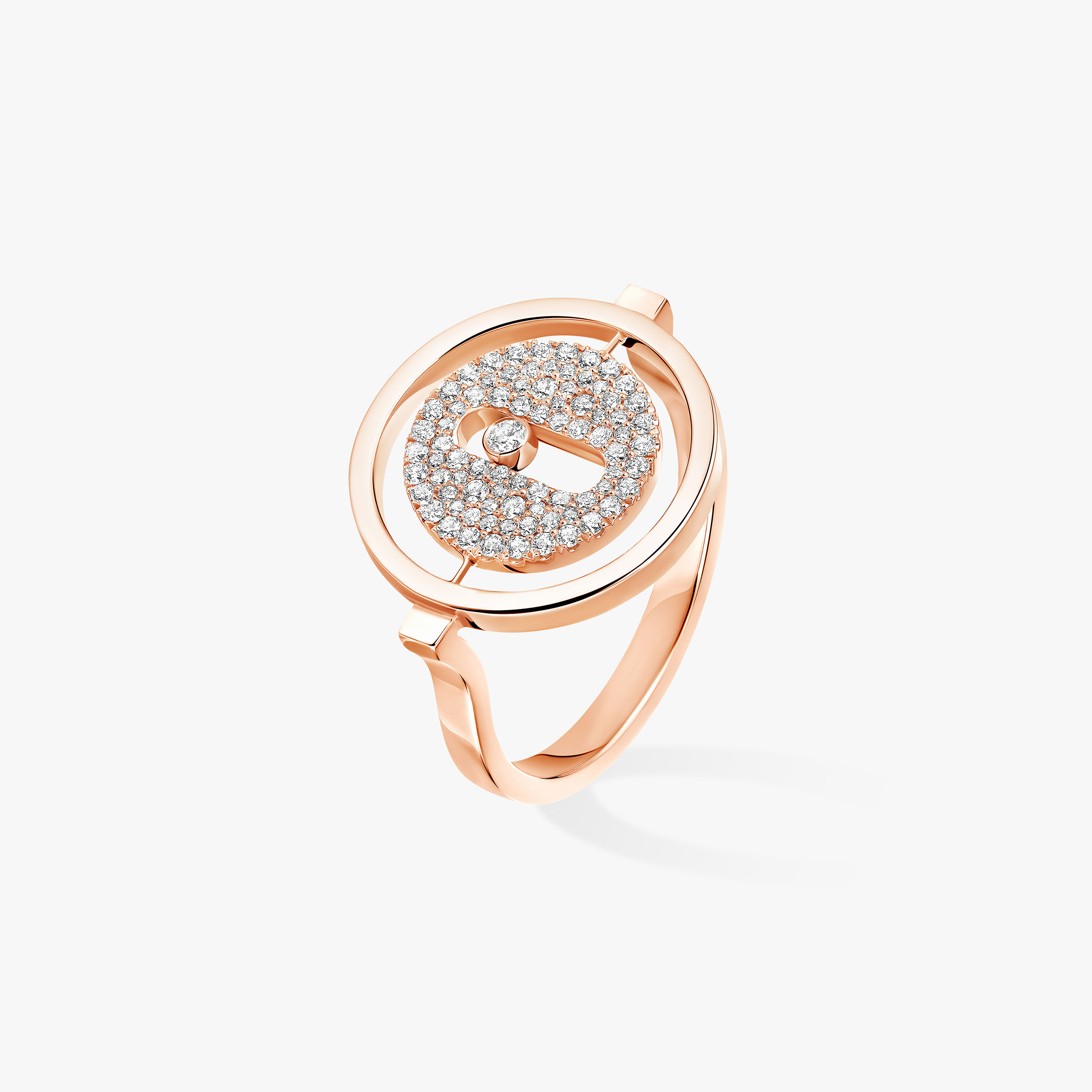 LUCKY MOVE PAVÉ SM Pink Gold Diamond Ring
