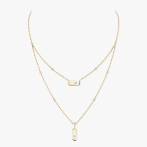 MOVE UNO TWO-ROW Yellow Gold Diamond Necklace
