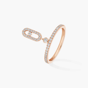 MOVE UNO PAVÉ WITH DROP MOTIF Pink Gold Diamond Ring