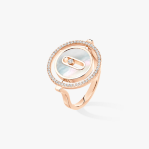 LUCKY MOVE WHITE MOTHER-OF-PEARL SM Pink Gold Diamond Ring