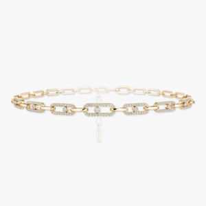 MOVE LINK MULTI CHOKER Yellow Gold Diamond Necklace