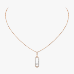 MOVE UNO PAVÉ LM Pink Gold Diamond Necklace