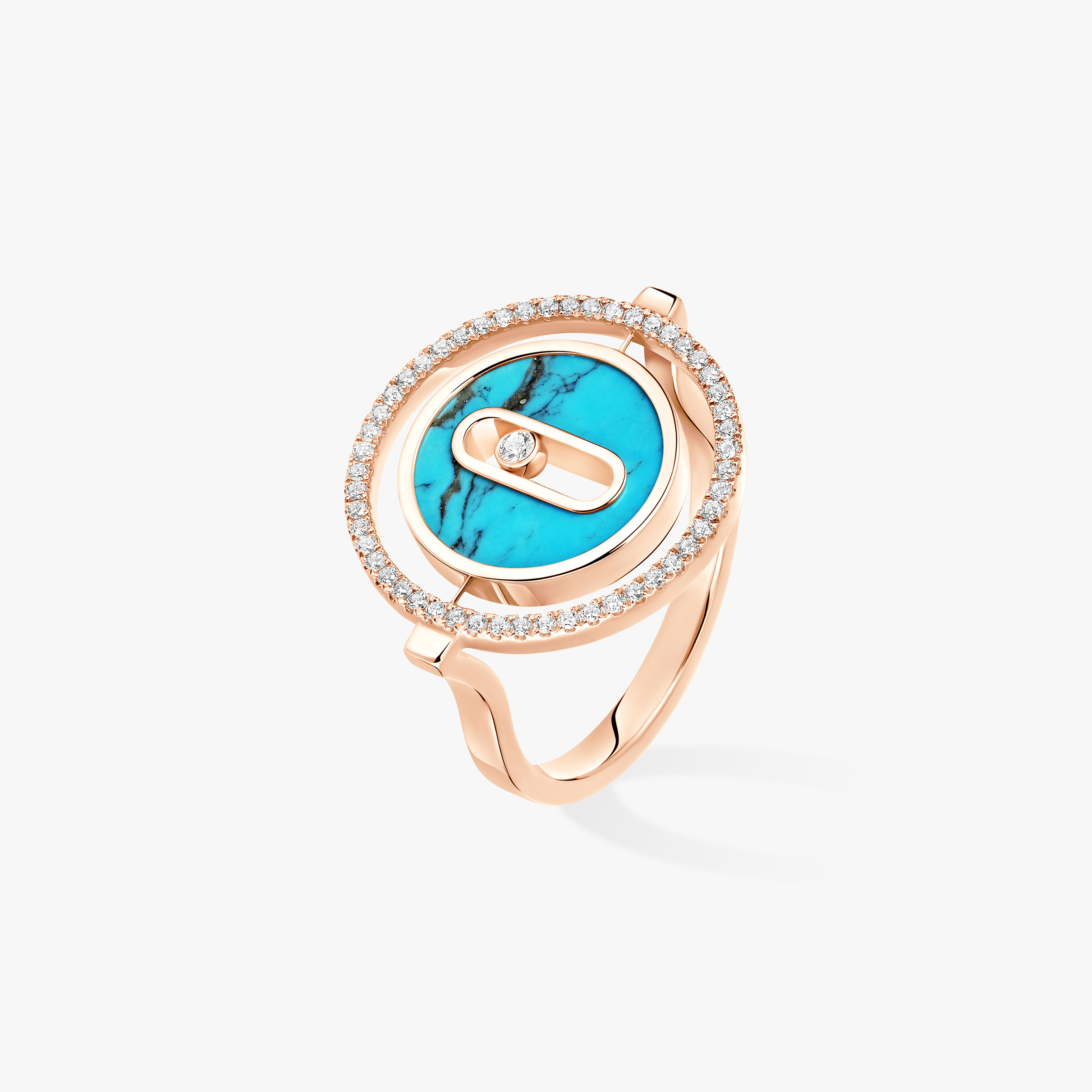 LUCKY MOVE TURQUOISE SM Pink Gold Diamond Ring