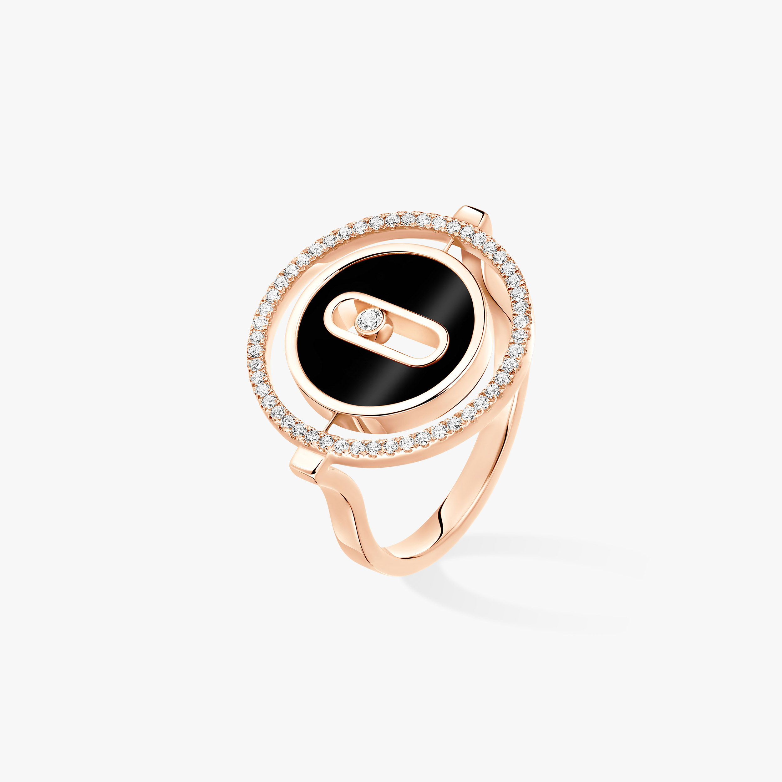 LUCKY MOVE ONYX SM Pink Gold Diamond Ring