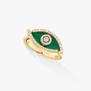LUCKY EYE MALACHITE Yellow Gold Diamond Ring