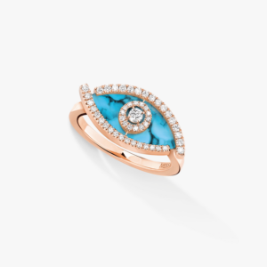 LUCKY EYE TURQUOISE Pink Gold Diamond Ring