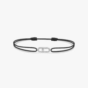 MOVE UNO BLACK CORD White Gold Diamond Bracelet