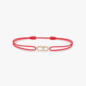 MOVE UNO RED CORD Yellow Gold Diamond Bracelet