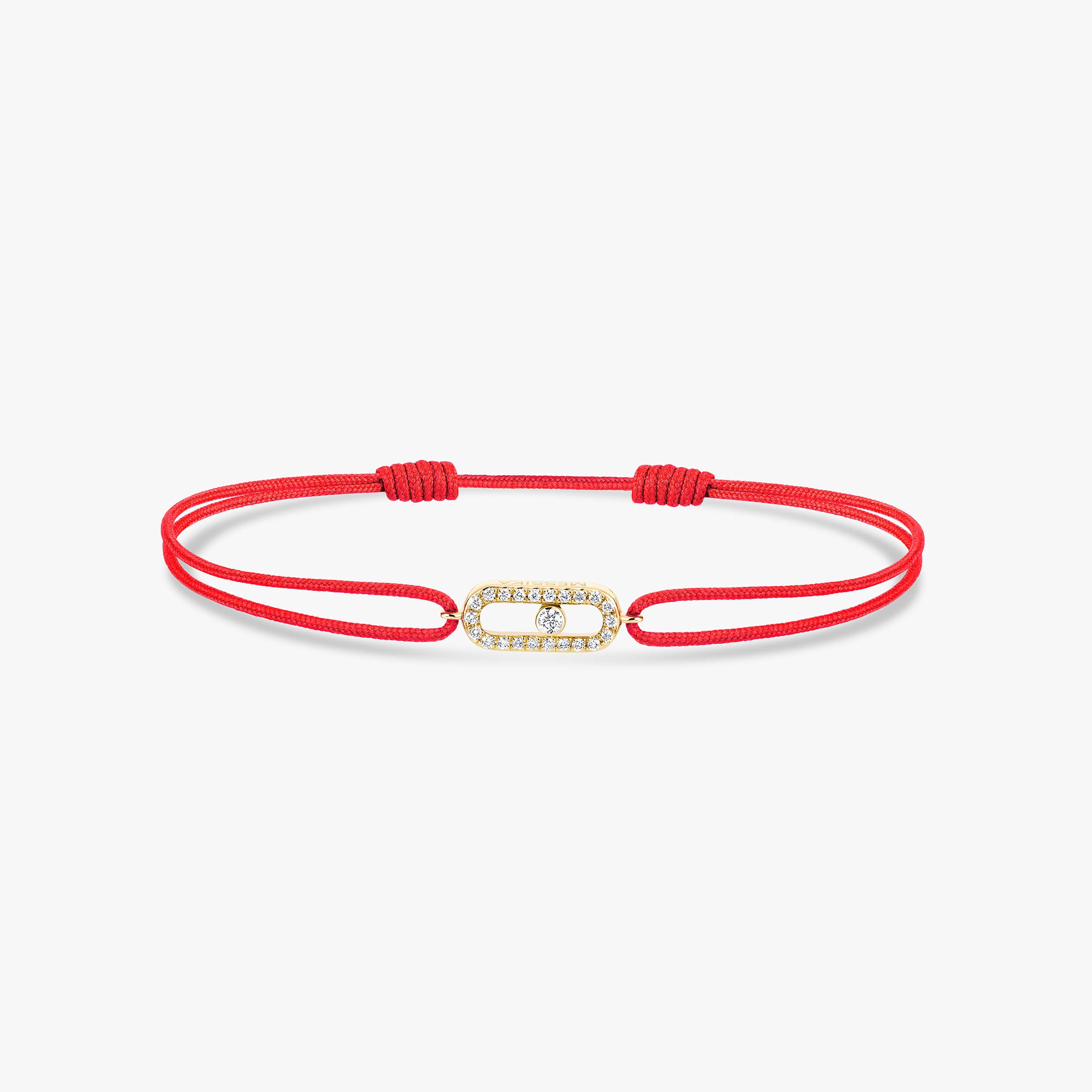 MOVE UNO RED CORD Yellow Gold Diamond Bracelet