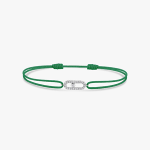 MOVE UNO GREEN CORD White Gold Diamond Bracelet