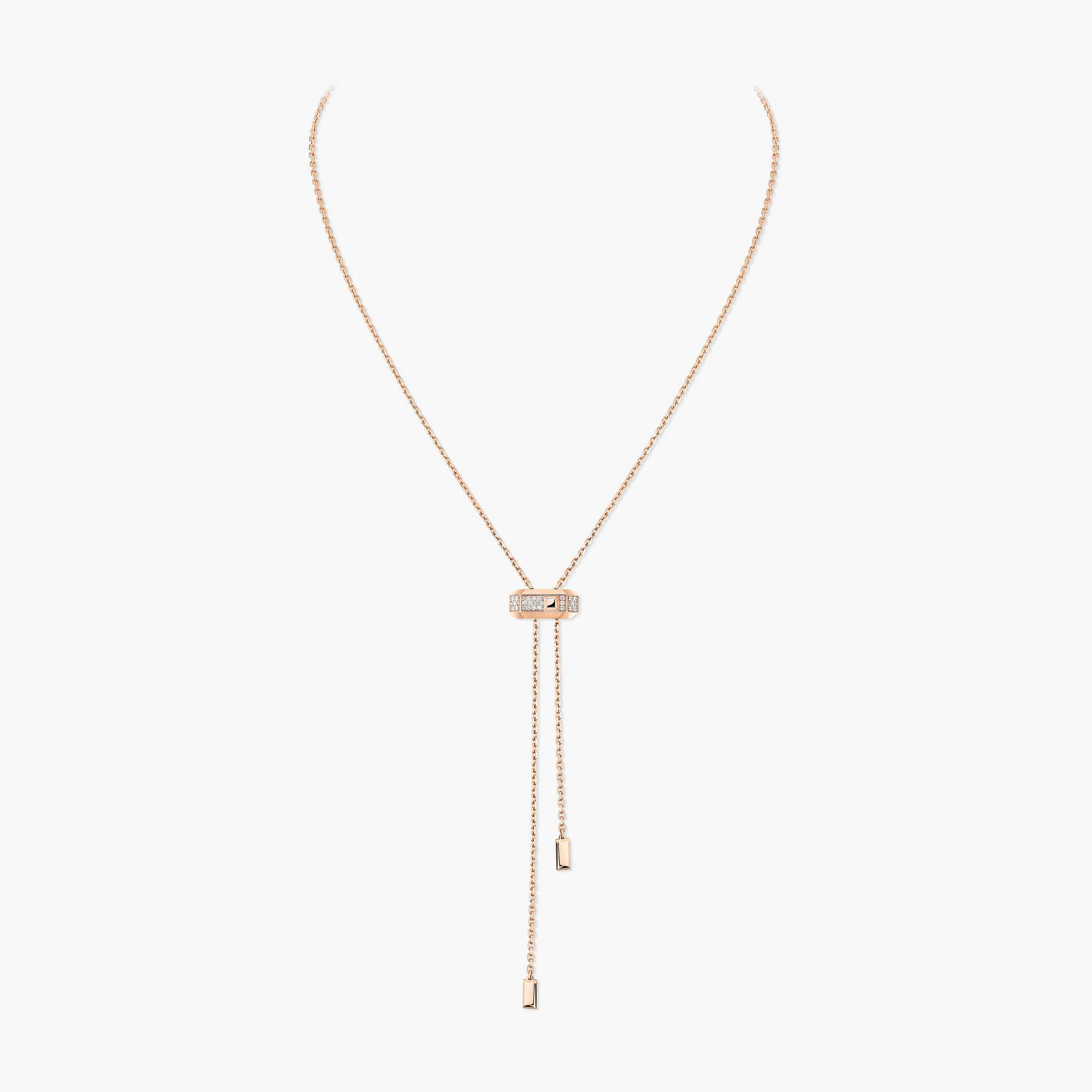 MODERNISTE TIE Pink Gold Diamond Necklace