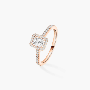 JOY EMERALD-CUT SOLITAIRE SM Pink Gold Diamond Ring