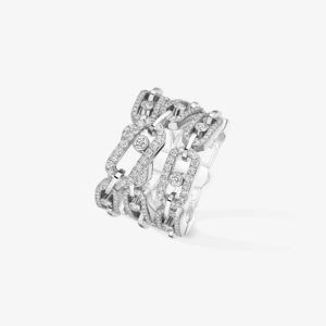 MOVE LINK THREE-ROW White Gold Diamond Ring