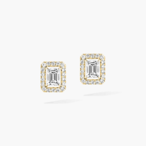 JOY EMERALD-CUT SMALL Yellow Gold Diamond Earrings