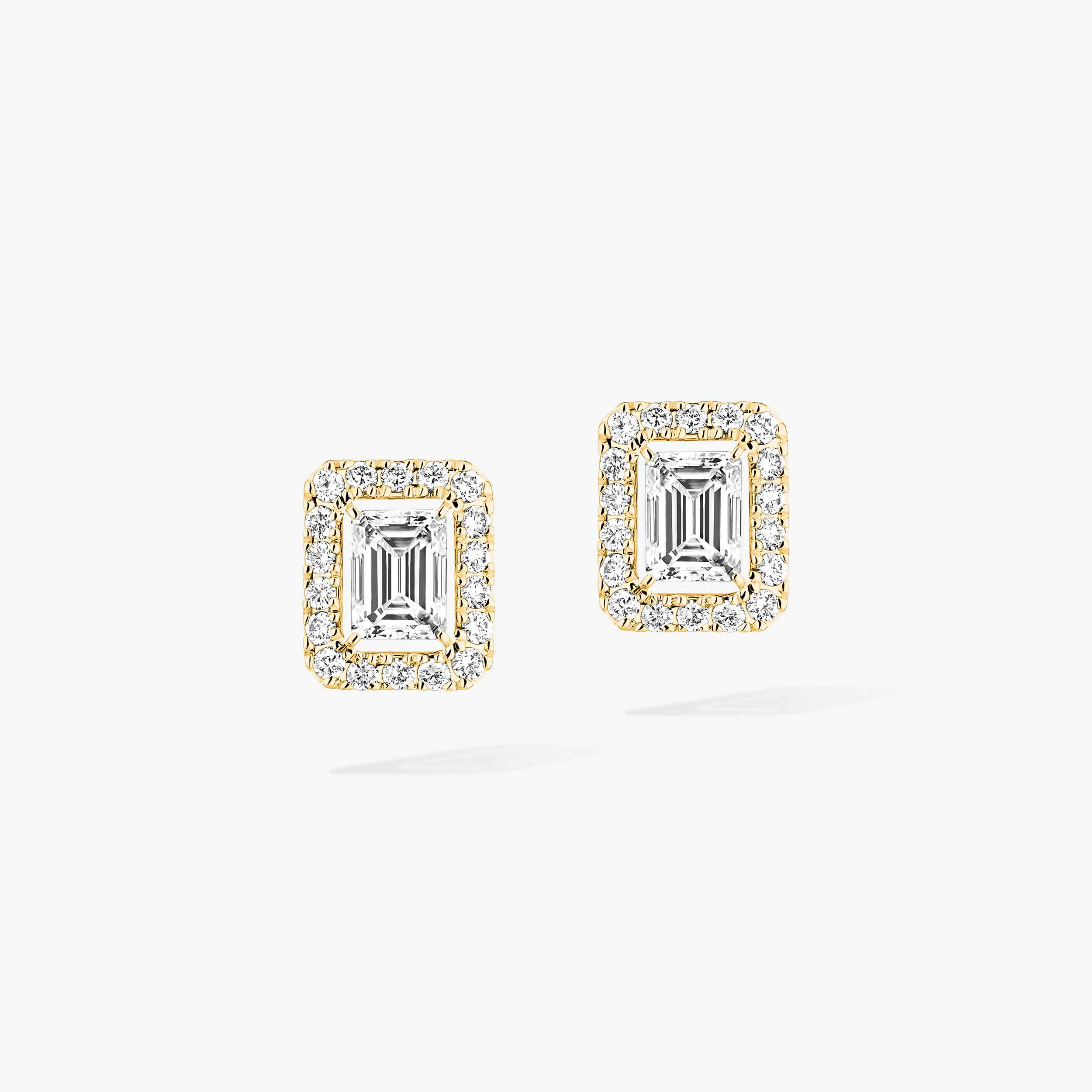 JOY EMERALD-CUT SMALL Yellow Gold Diamond Earrings