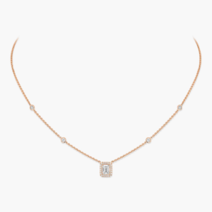 JOY EMERALD-CUT Pink Gold Diamond Necklace