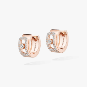 MOVE NOA PAVÉ HOOP Pink Gold Diamond Earrings