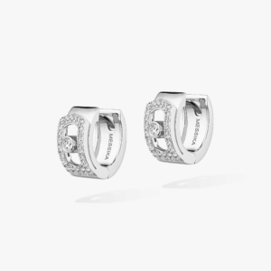 MOVE NOA PAVÉ HOOP White Gold Diamond Earrings