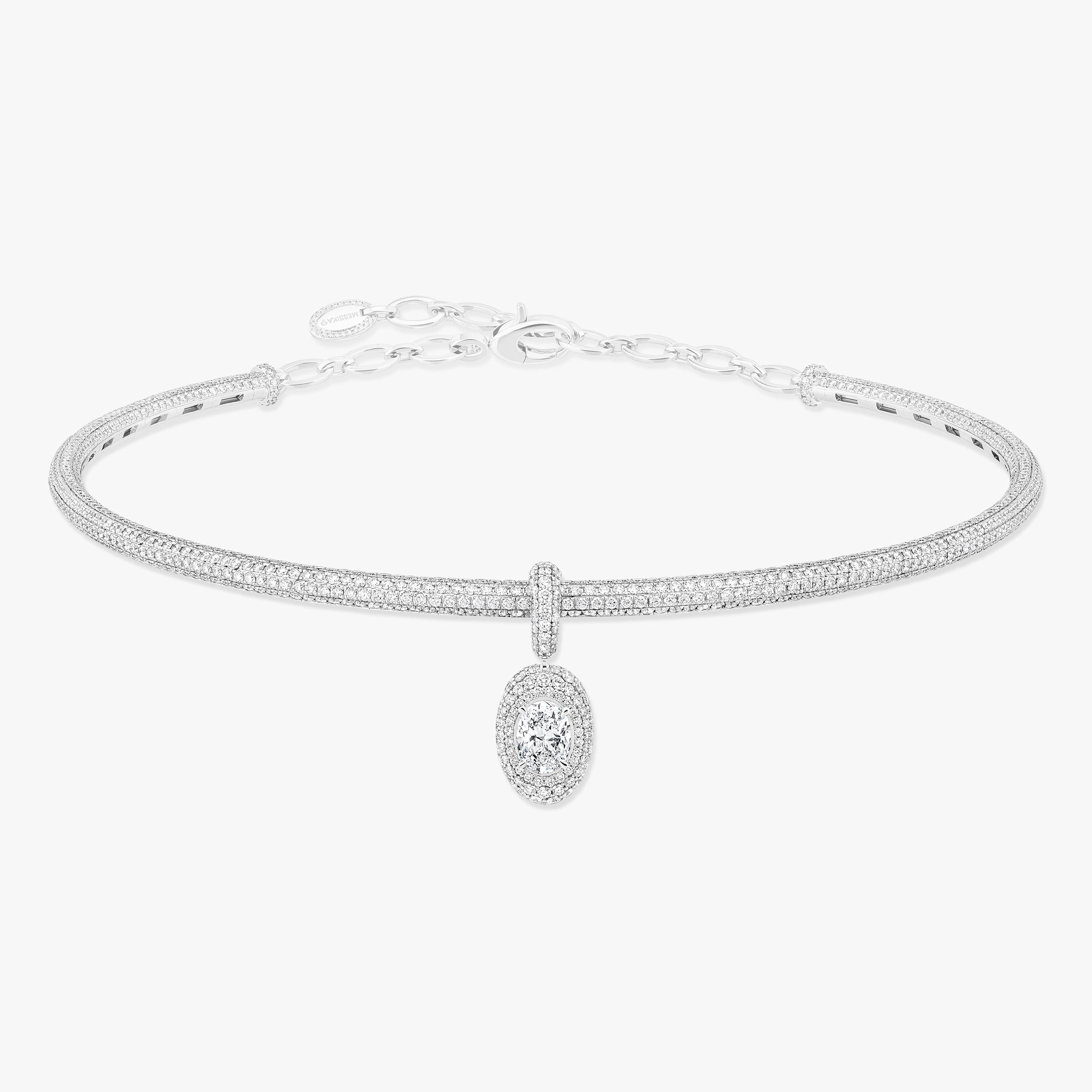 DIVINE ENIGMA OVAL-CUT White Gold Diamond Necklace